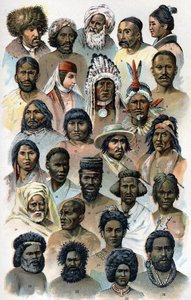 Physiognomy and shape of the head of foreign human races.””The new natural medicine”” av F.E. Bilz.1898. av Unknown artist