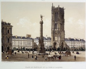 Place du Chatelet och Saint-Jacques Tower av Unknown artist