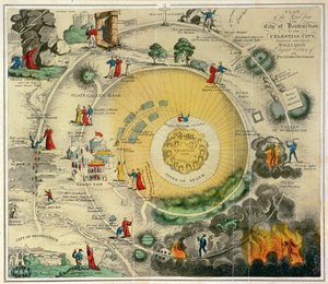"Vägplanen från förstörelsens stad till den himmelska staden, ingraverad uttryckligen för Williams eleganta upplaga av Pilgrimens framsteg" av Unknown artist