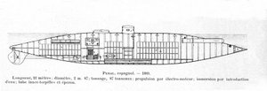 Skylt som representerar den spanska ubåten (ubåten) Peral designad av Isaac Peral (1851-1895) 1884 av Unknown artist