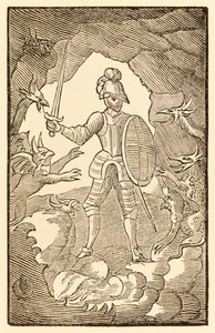 Stackars mannen! Var är du nu? Din dag är natt. från The Pilgrims Progress From This World, To That What Is To Come av John Bunyan (1628-1688) Christian går in i Dödens skuggas dal och t. av Unknown