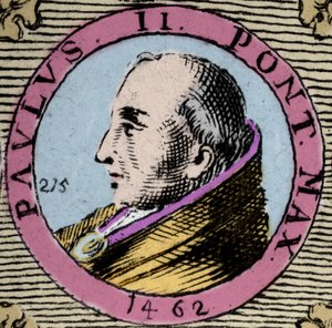 Påven Paul II (Paolo) gör Pietro Barbo, Paul (1417-1471). gravyr från 1800-talet av Unknown artist