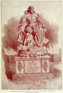 Porträttladdning av Filip II på den spanska inkvisitionen - gravyr av Unknown artist