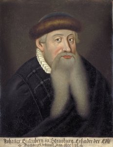 Porträtt av Johannes Gensfleisch dit Gutenberg (1394/99-1468), tysk boktryckare (Porträtt av Johannes Gutenberg) - peinture anonymous du 17eme siecle - Keio universitetsbibliotek av Unknown artist