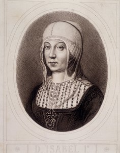 Porträtt i medaljong av Isabelle 1:a katoliken eller Kastilien - gravyr av Unknown artist