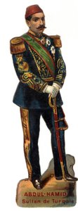 Porträtt av Abdulhamid II (Abd ul Hamid, Abd-ul-Hamid, Abdulhemit, Abdul Hamid, Abdul Hamid, Abd al-Hamid, Abd al-Hamid) (1842-1918), osmansk sultan (Turkiet). Sen kromolitografi av 1800-talet. Privat samling av Unknown artist