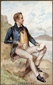 Porträtt av Alfonso de Lamartine (1790 - 1869) fransk poet. 1800-talets kromolitografi. av Unknown artist
