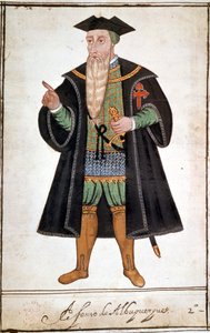 Porträtt av Alphonse (Alfonso eller Afonso) av Albuquerque (1453 - 1515). Manuskript av Pedro Varretto de Resenda. 1500-talet. av Unknown artist