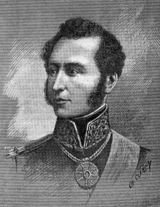Porträtt av Antonio Jose de Sucre (1795-1830) - Venezuelansk självständighetsledare - gravyr av Unknown artist