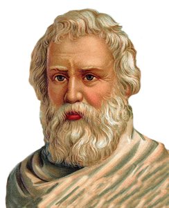 Porträtt av Archimedes of Syracuse - grekisk matematiker, fysiker, ingenjör, uppfinnare - Archimede de Syracuse - kromolitografi av Unknown artist