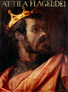 Porträtt av Attila (395-453) Hunnernas kung. Anonym 1600-talsmålning av "Gioviana Collection" Florence Uffizi Gallery. av Unknown artist