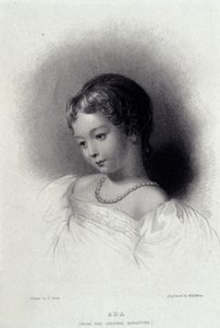 Porträtt av Augusta Ada Byron (1815-1852) som blev Anna Lovelace, dotter till poeten George Gordon Byron. Gravyr av 1800-talet. av Unknown artist