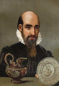 Porträtt av Bernard Palissy (1510 - 1589). Kromolitografi från slutet av 1800-talet. baserad på "La Ciencia y sus Hombres" av Louis Figuier. Barcelona 1881 av Unknown artist