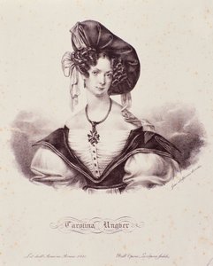 Porträtt av Caroline Ungher (Unger) (gravyr) av Unknown artist