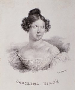 Porträtt av Caroline Ungher (Unger) (gravyr av Unknown artist
