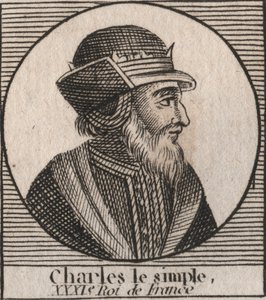 Porträtt av Karl III säger den enkla (879-929) kungen av frankerna - CHARLES III (879-929) - Karl den enkle - kung av Frankrike, 893-923 - gravyr från "Instruction sur l