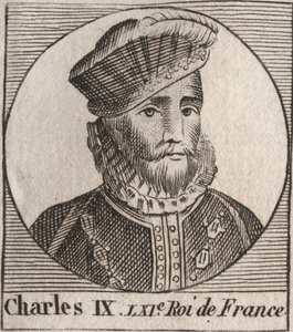 Porträtt av Karl IX (1550-1574), kung av Frankrike - Karl IX kung av Frankrike från 1560 till 1574 - gravyr från "Instruction sur l