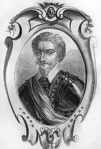Porträtt av Charles de Gontaut, baron, sedan hertig av Biron (1562 till 1602). Maréchal de France. gravyr från 1866. av Unknown artist