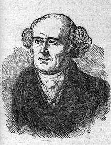 Porträtt av Christian Hahnemann (1755 - 1843), grundare av homeopati. Gravyr av 1800-talet. av Unknown artist