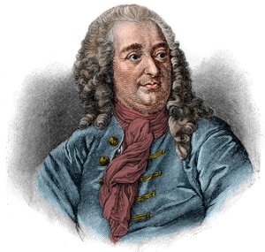 Porträtt av Christian von Wolff eller Christian von Wolf Tysk jurist, matematiker och filosof (1679-1754). Gravyr. av Unknown artist