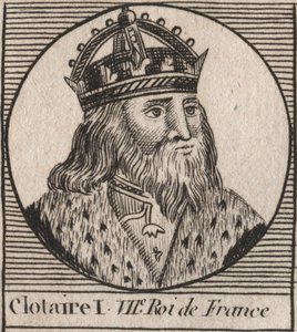 Porträtt av Clothaire I (497 - 561), kung av Neustrien och kung av frankerna - Clothar I, frankernas kung - gravyr från "Instruction sur l