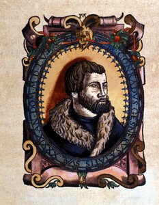 Porträtt av Conrad Gesner (1516 - 1565) Zürich-läkare efter Historia Animalium av Conrad Gesner, Tiguri 1560. Biblioteca Nazionale Braidense. Milano av Unknown artist