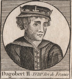 Porträtt av Dagobert II, kung av francen av 711a 716 - Dagobert II (676-679), kung av Austrasien - gravyr från "Instruction sur l