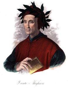 Porträtt av Dante (1265-1321), italiensk poet, gravyr från 1800-talet. av Unknown artist