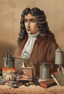 Porträtt av Denis Papin (1647 - 1714) från "Science and its Men" av Louis Figuier. Barcelona 1881 av Unknown artist