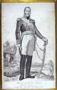 Porträtt av Edouard Adolphe Casimir Joseph Mortier, hertig av Trevise (1768-1835), marechal av Frankrike. Gravyr av 1800-talet. av Unknown artist