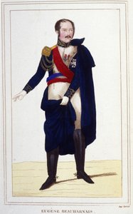 Porträtt av Eugene Rose de Beauharnais sa prins Eugene (1781-1824), general, prins och vicekung av Italien. Gravyr från 1830 av Unknown artist