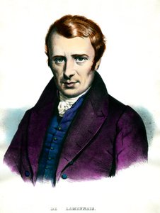 Porträtt av Felicite Robert de Lamennais (1782-1854), fransk författare. Gravyr av 1800-talets privatsamling av Unknown artist
