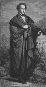 Porträtt av Felix Mendelssohn - Bartholdy (1809 - 1847) tysk kompositör av Hamman. av Unknown artist
