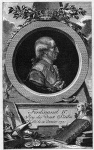Porträtt av Ferdinand I av de två Sicilierna (eller Ferdinand IV av Neapel) (1751-1825) - gravyr från 1800-talet av Unknown artist