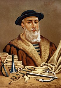 Porträtt av Fernando de Magellan. på portugisiska Fern¿o de Magalh¿es portugisiska navigator (1480 till 1521). efter kända män och kvinnor. Barcelona 1877. av Unknown artist