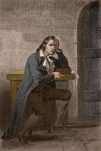 Porträtt av Francois Babeuf dit Gracchus (1760-1797), fransk revolutionär, knivhugg sig själv - Anonym gravyr av Unknown artist
