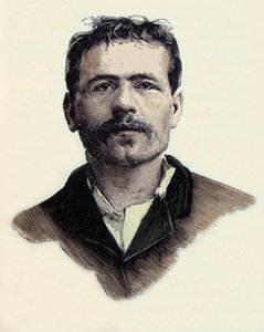 Porträtt av Francois Claudius Koenigstein (1859-1892), fransk anarkistisk terroristaktivist. Gravyr av 1800-talet av Unknown artist
