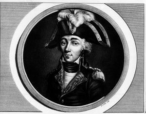 Porträtt av Francois Hanriot (1761-1794), fransk revolutionär - Gravyr i ""Komplett samling av historiska målningar från den franska revolutionen, i tre volymer""" 1804 av Unknown artist