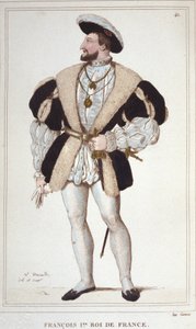 Porträtt av Francois I (1494 - 1547) Gravyr från 1830 av Unknown artist