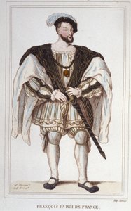 Porträtt av Francois I (1494 - 1547) Gravyr från 1830 av Unknown artist