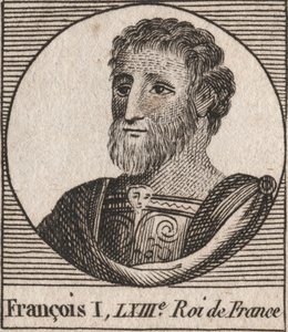 Porträtt av Francois I (1494 - 1547), kung av Frankrike - Frans I, kung av Frankrike - gravyr från "Instruction sur l