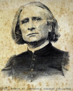 Porträtt av Franz Liszt, ungersk pianist och kompositör (1811 - 1886) - i "" Les Contemporains"", n.d. sent 1800-tal. av Unknown artist