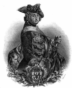 Porträtt av Fredrik II (1712-1786), kung av Preussen, känd som Fredrik den store. av Unknown artist