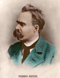 Porträtt av Friedrich Nietzsche (1844 - 1900), tysk filosof. Gravyr av 1800-talet. Privat samling. av Unknown artist