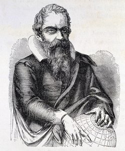 Porträtt av Galileo Galilei dit Galileo (1564 - 1642), gravyr från 1800-talet. av Unknown artist
