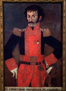 Porträtt av general Santander, colombiansk militär och statsman (olja på duk av Unknown artist