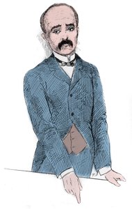 Porträtt av Georges Benjamin Clemenceau (1841-1929) fransk politiker under diskussionerna om frågan om Tonkin och Frankrike. Gravyr i "" Le Monde Illustré"" av Unknown artist