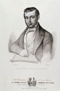 Porträtt av Giuseppe Saverio Mercadante (1795-1870), italiensk kompositör Litografi. 1800-talet. Bologna, medborgarmuseum för musik av Unknown artist