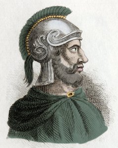 Porträtt av Hamilcar Barca (eller Barcas) (cirka 275-228 f.Kr.), statsman och karthagisk general, grundare av Barcidesdynastin och fader till Hannibal. Gravyr av 1800-talet. av Unknown artist
