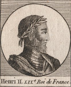 Porträtt av Henrik II (1519-1559) Kung av Frankrike - Henrik II (1519-59), kung av Frankrike - gravyr från "Instruction sur l